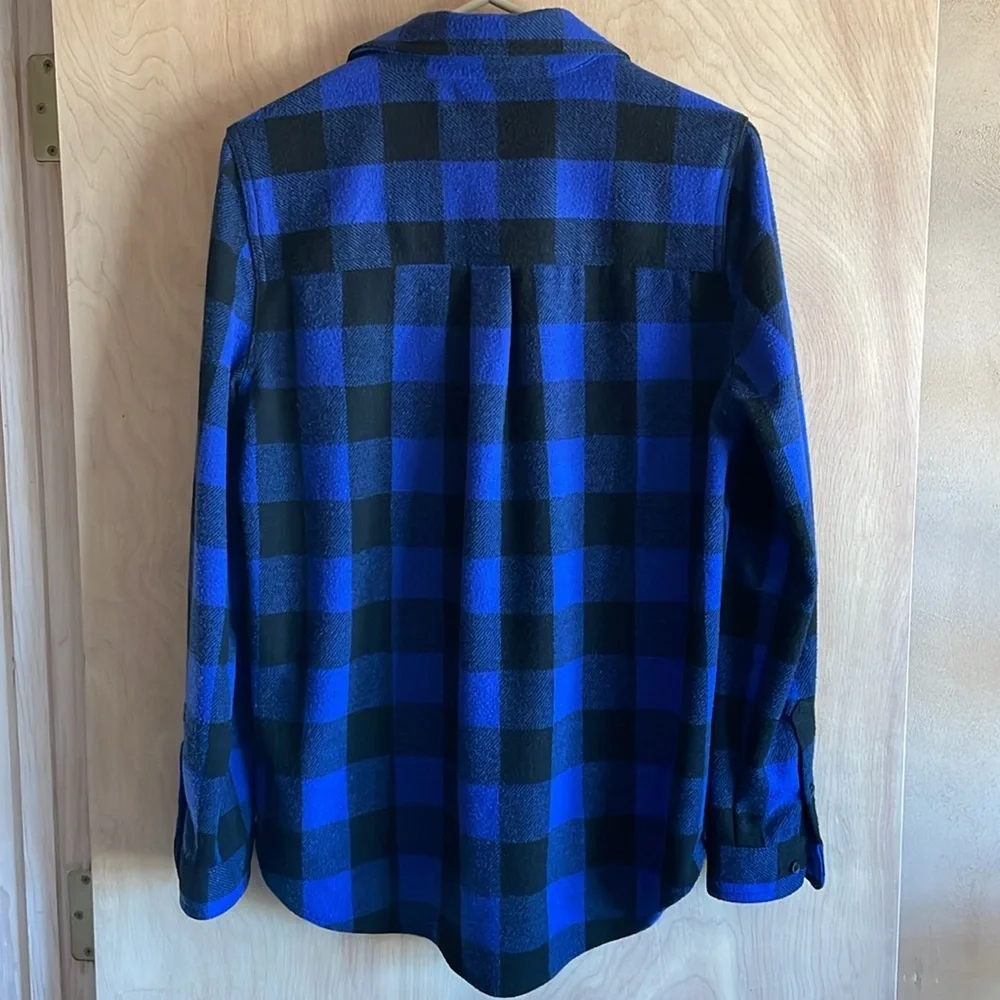 Casa Cabana Women’s Sienna Blue Black Checked Longline Shacket EUC Sz: M